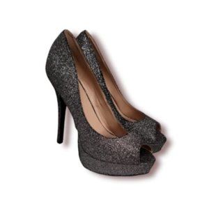 Zigi Soho Women's Shinning Silver Pewter Glitter Stiletto Pump Heels Size 10